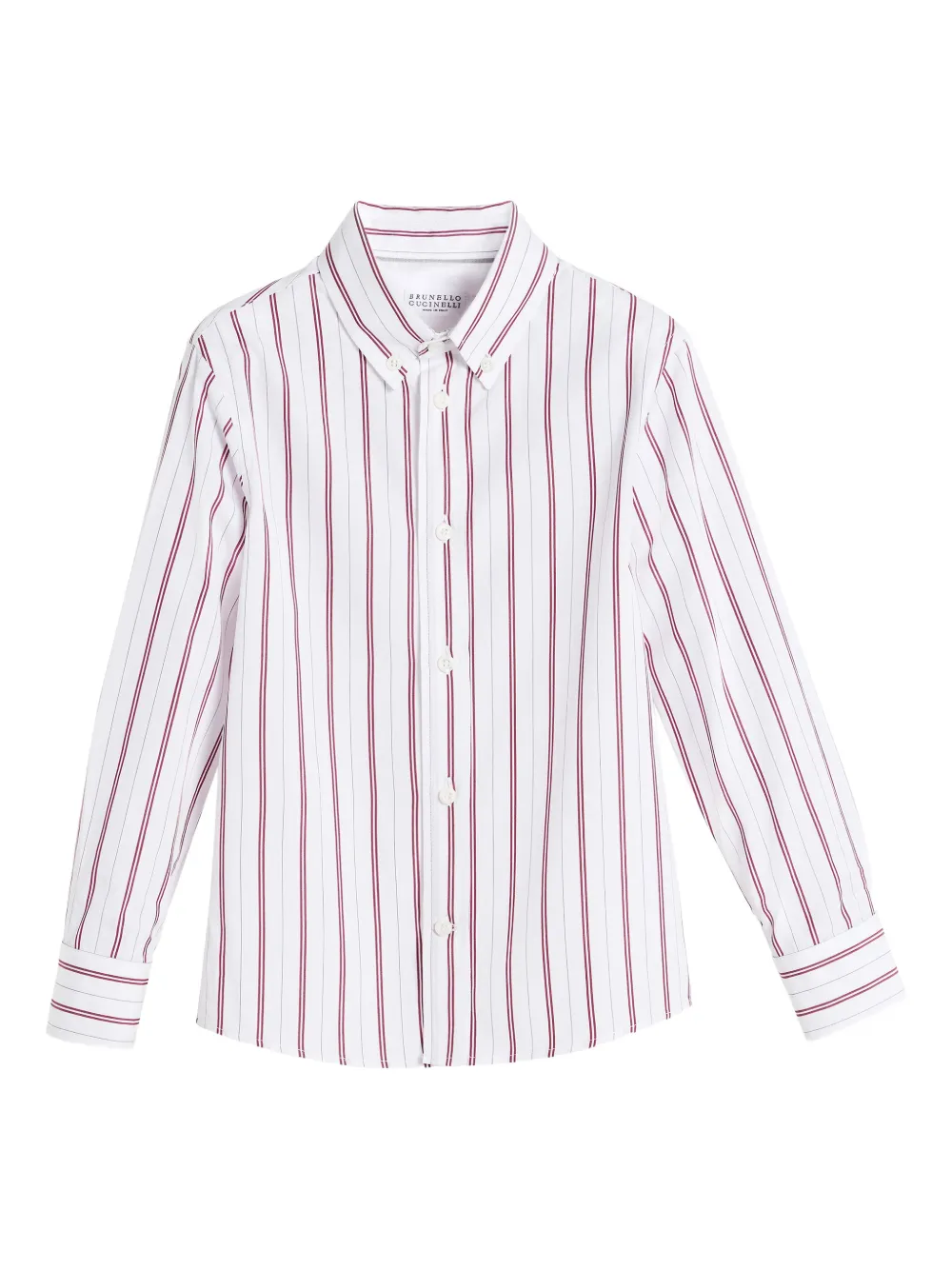 

Полосатая рубашка на пуговицах Brunello Cucinelli Kids, белый