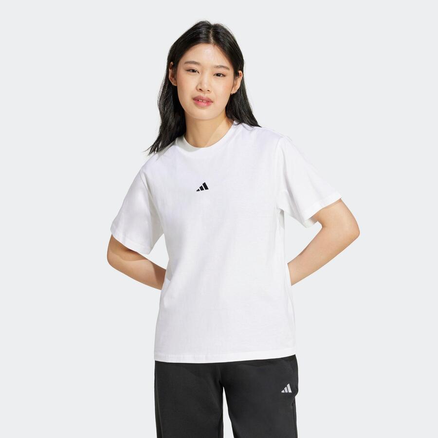 ADIDAS Футболка женская хлопковая белая — фото 2