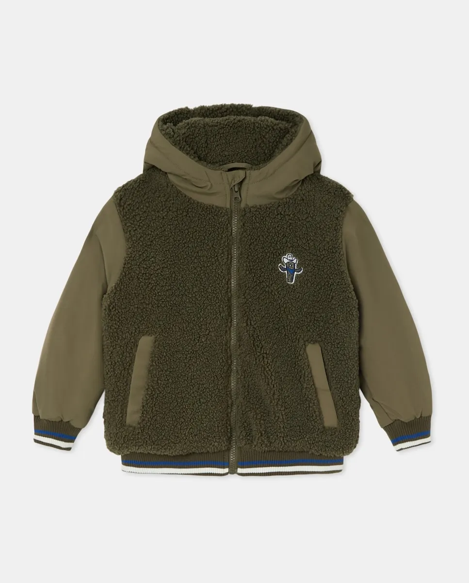 

Детская гладкая куртка с мехом Kids El Corte Inglés, темно-зеленый