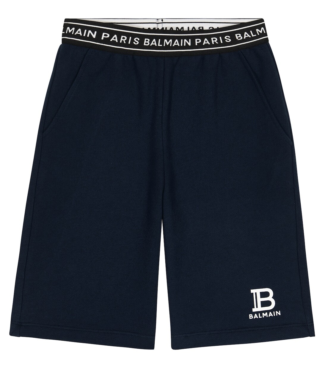 

Шорты из хлопкового джерси с логотипом Balmain, синий
