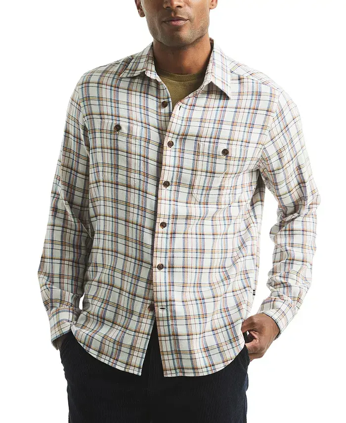 

Мужская фланелевая рубашка в клетку с эффектом стрейч Nautica, загар/бежевый