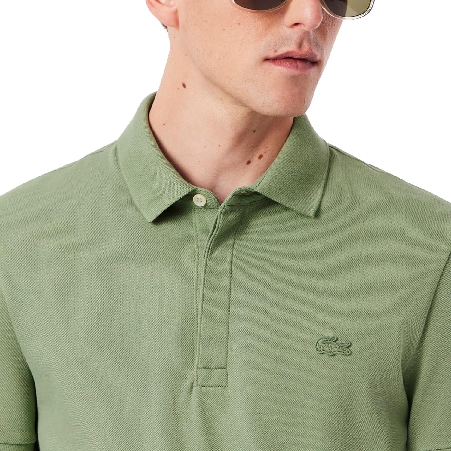 Lacoste мужская классическая футболка-поло Paris Stretch Piqué, Thyme, X-Large — фото 2