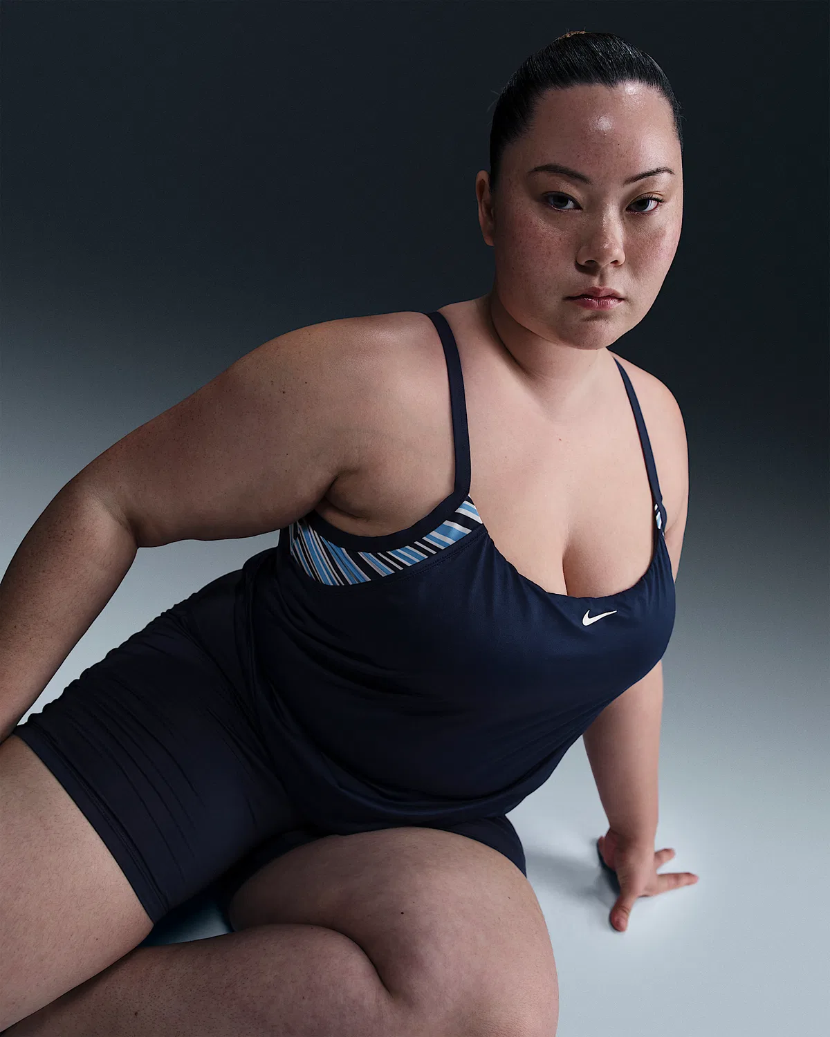 Женский многослойный танкини (увеличенные размеры) Nike Swim, Midnight Navy — фото 3