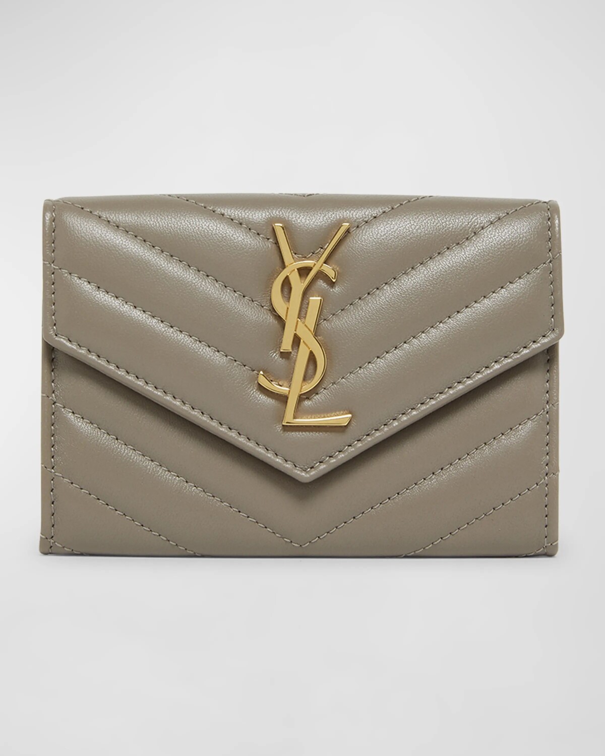 

Маленький кошелек YSL Monogram из гладкой кожи Saint Laurent, цвет Greyish Brown