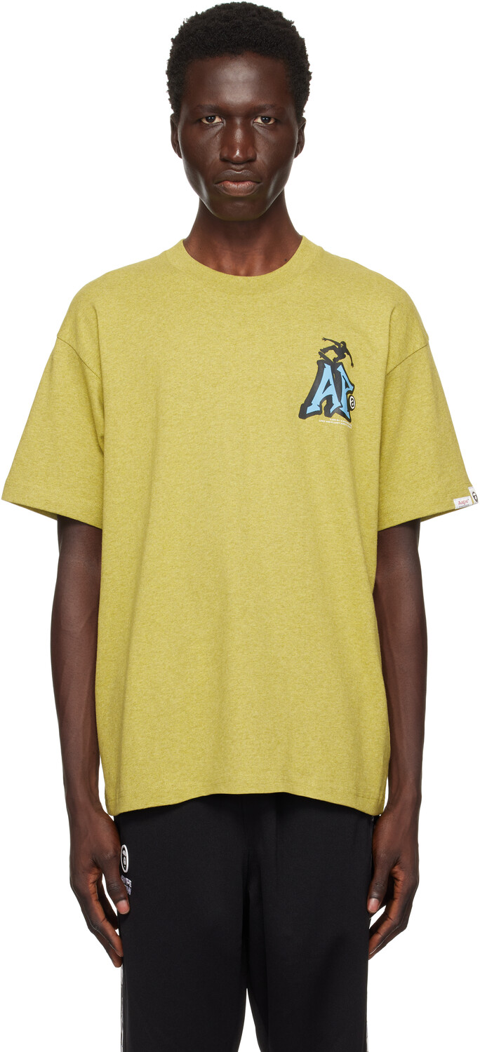 

Футболка с зеленой тематикой AAPE by A Bathing Ape, Heather green
