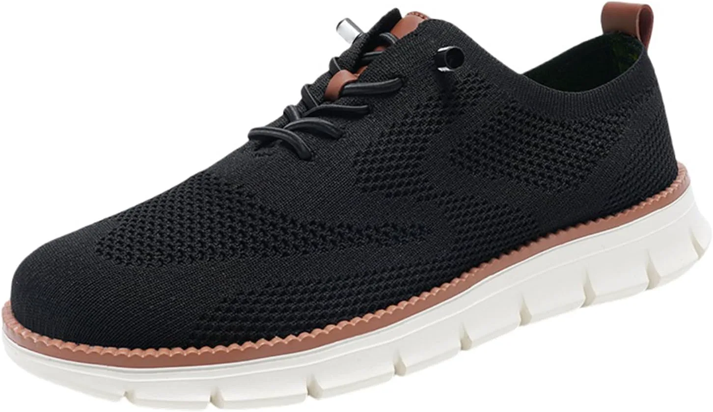Мужские повседневные туфли Oxfords, деловые сетчатые туфли для ходьбы, модные удобные кроссовки для тенниса и прогулок, шнуровка, дышащие, легкие, с мягкой подошвой, для работы на улице, кроссовки Breeze XDFVC, черный