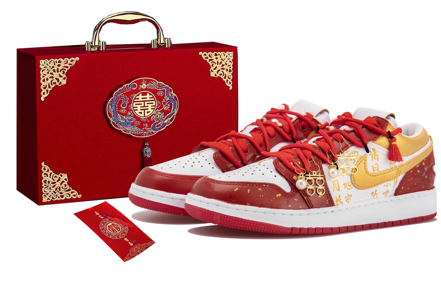 

Кроссовки Air Jordan 1 Vintage Basketball Shoes Women's Low-top White/red/yellow, белый/золотой