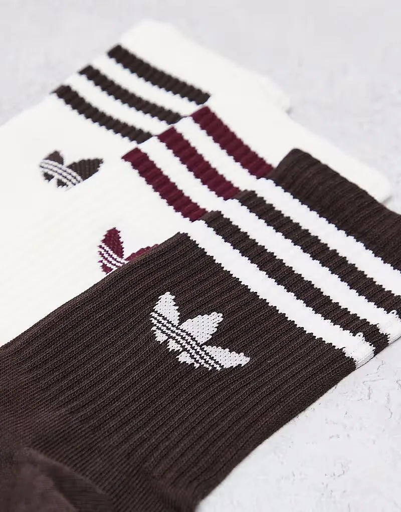 Комплект из трех пар носков Adidas Originals: коричневые и кремовые — фото 2