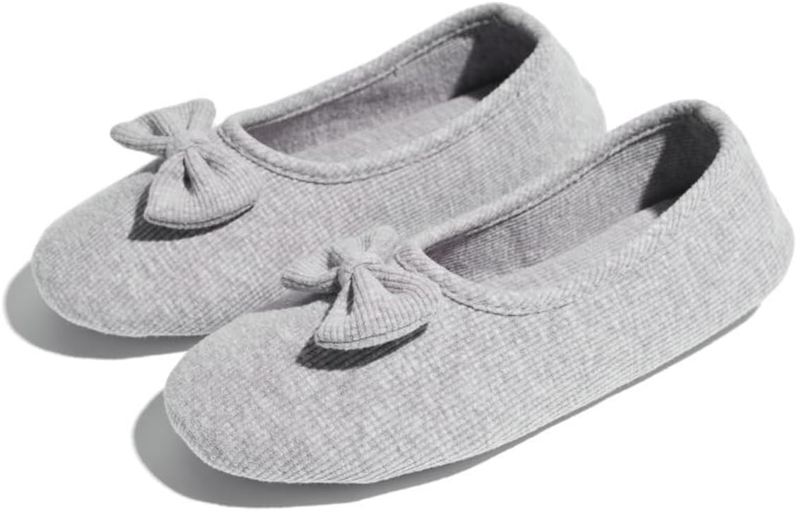 

Хлопковые дышащие нескользящие домашние тапочки Cliont с бантом для весны и лета, серый