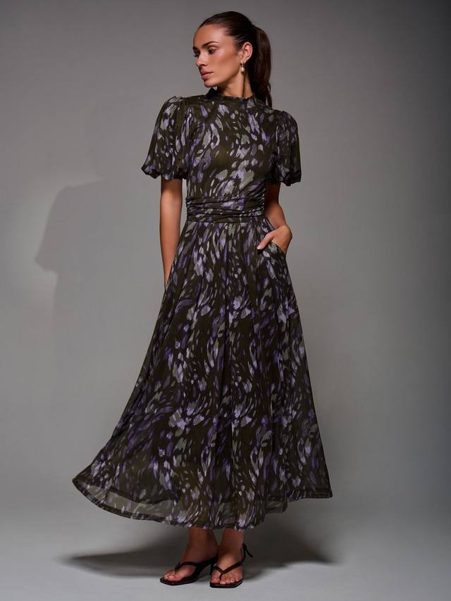 

Платье с пышными рукавами из сетки Jolie Moi, Purple