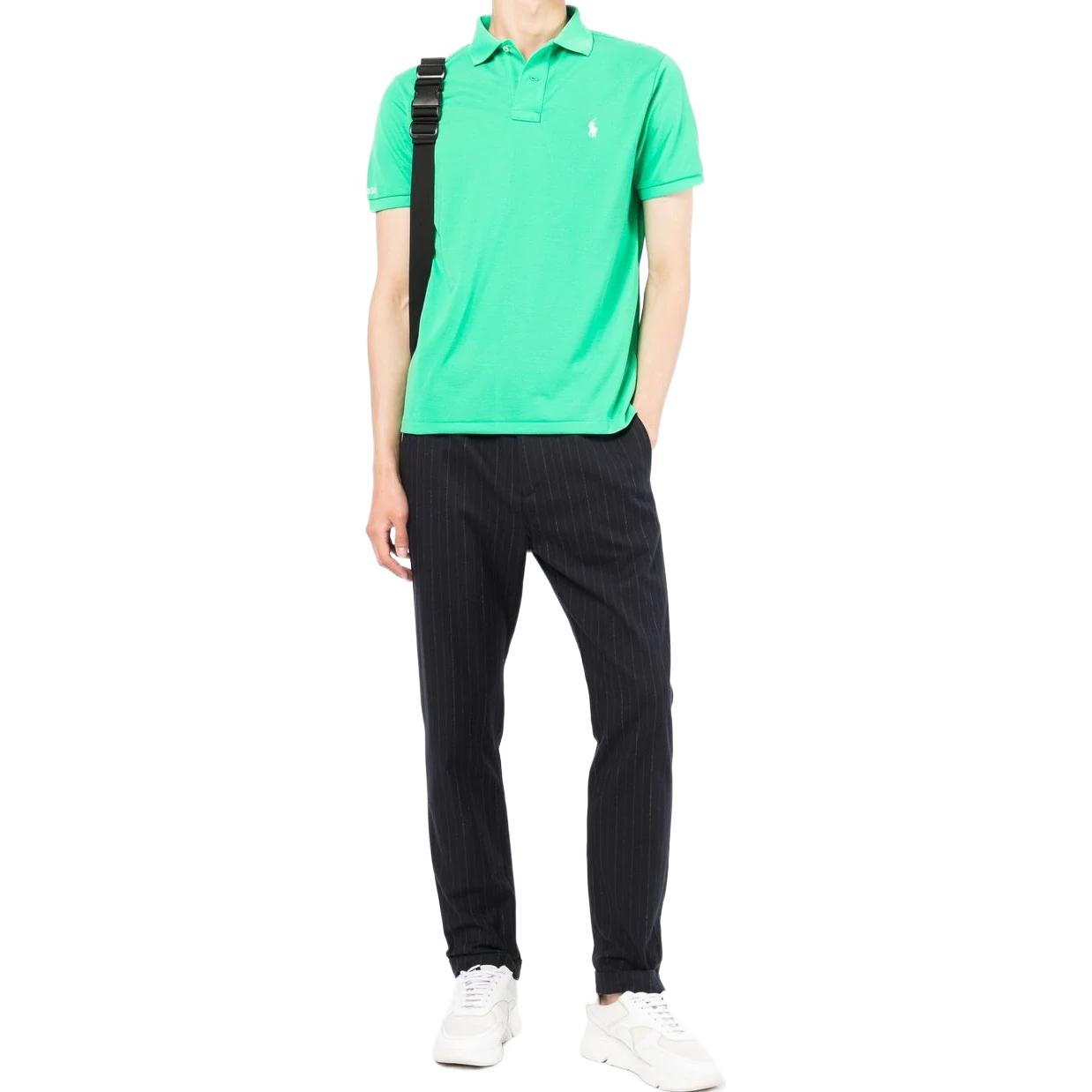 Поло с коротким рукавом и вышитым логотипом Polo Ralph Lauren, зеленый — фото 4