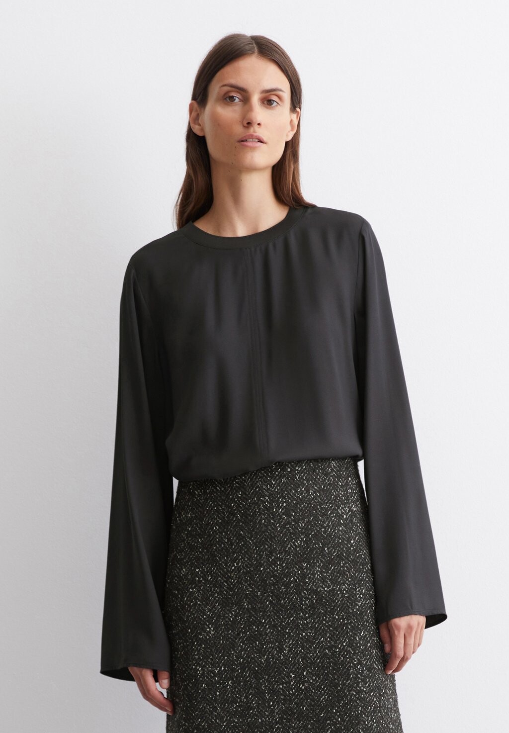 

Топ с длинными рукавами EASY SHAPE AT ROUND NECK SOLID Marc O'Polo, антрацит