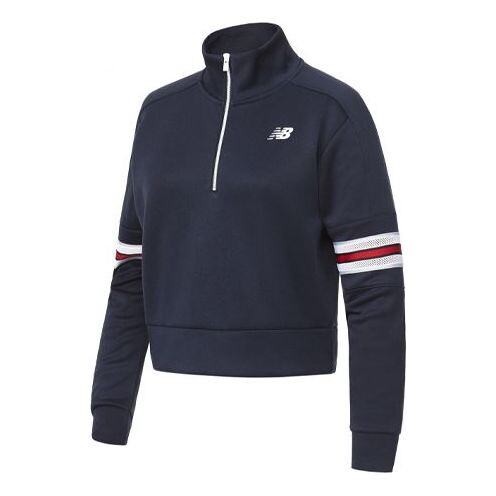 

Свитер stripe zipper sports pullover hoodie navy blue New Balance, синий