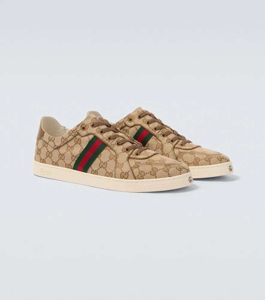 Низкие кеды из эластичного канваса GG Gucci, бежевый