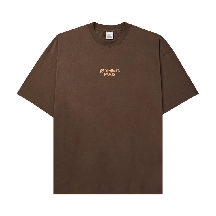 

Футболка Vetements Paris Logo T-Shirt, цвет Chocolate Brown