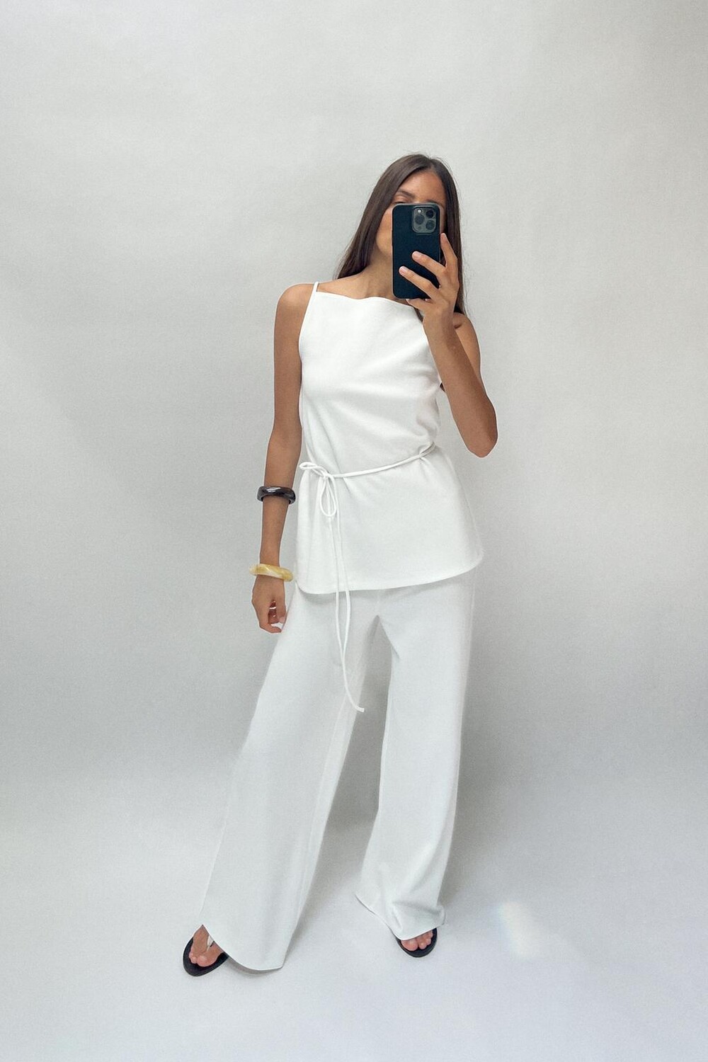 

Широкие брюки из мягкого пике ZARA, экрю