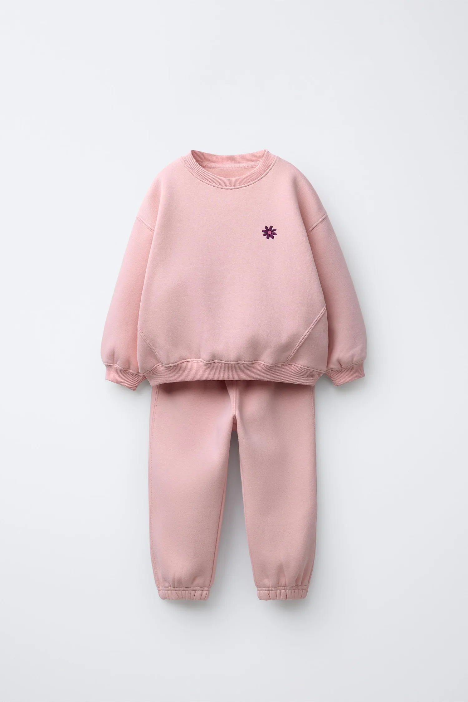 Комплект из вышитой толстовки и спортивных брюк Zara, розовый