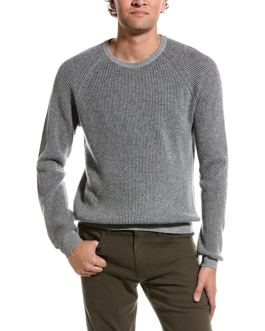 

Amicale Кашемировый свитер с круглым вырезом и плетеным ребром реглан Amicale Cashmere, серый