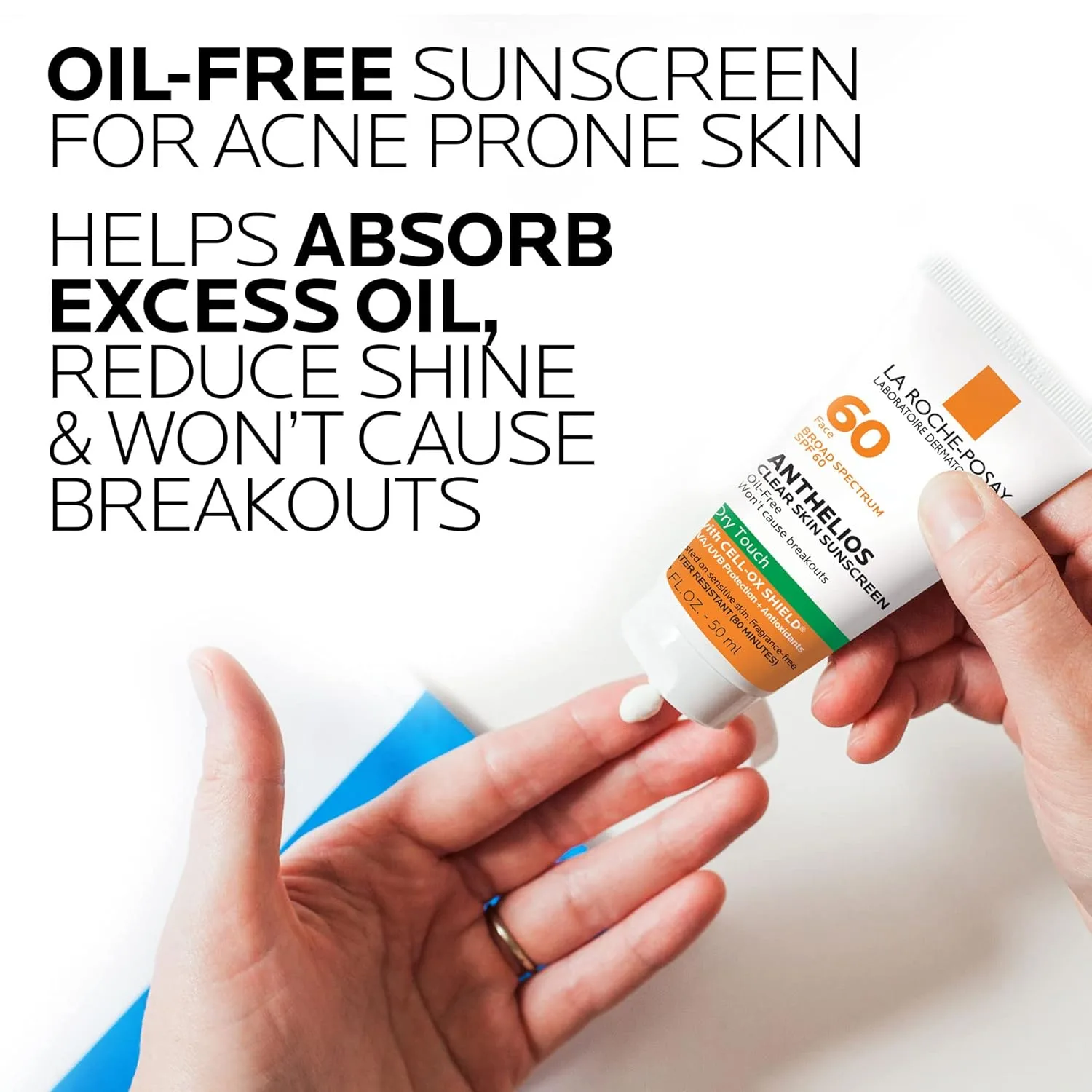 La Roche-Posay Anthelios Clear Skin солнцезащитный крем Dry Touch SPF 60, для лица, без масла, матирующий, широкий спектр SPF с антиоксидантами, нежирный, без оксибензона, дорожный размер 50 мл (1 шт.) — фото 3