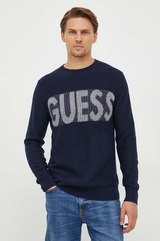 

Свитер из смесовой шерсти Guess, темно-синий