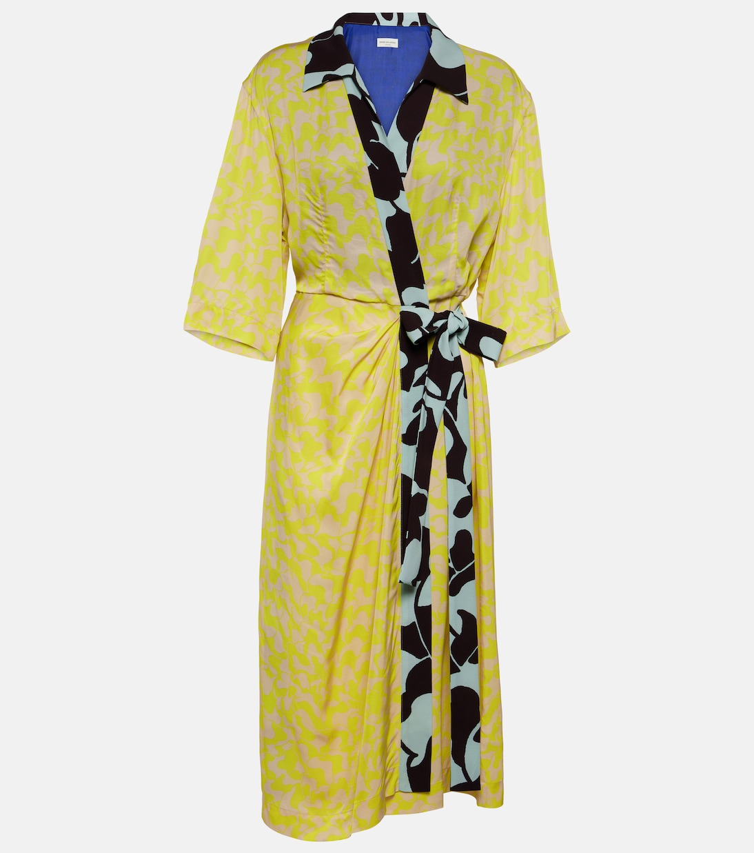 

Платье миди с запахом и принтом Dries Van Noten, желтый