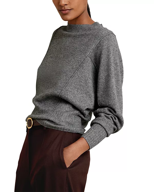 

Свитер с круглым вырезом и рукавами «летучая мышь» Reiss, серый