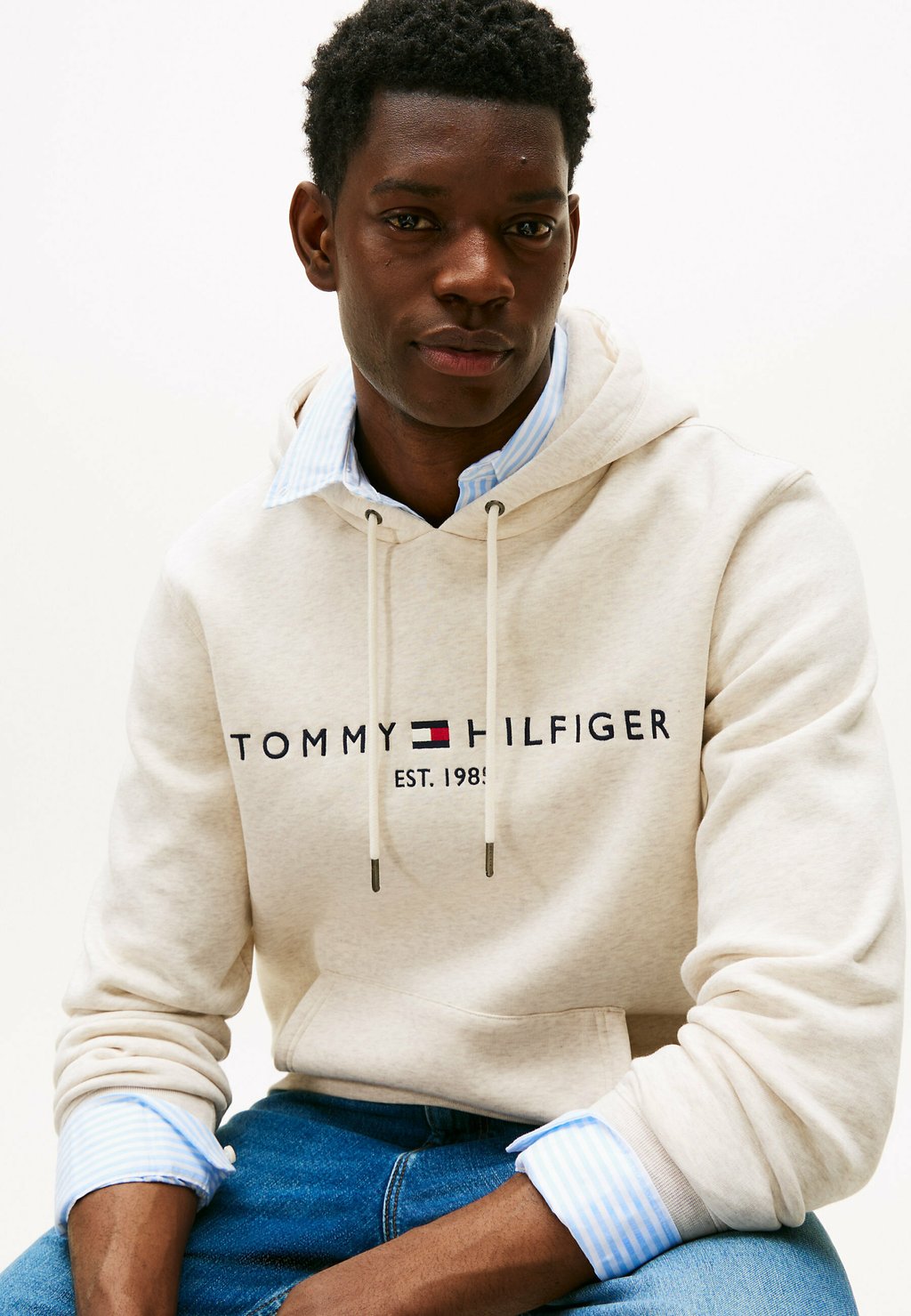 Толстовка LOGO - Hoodie Tommy Hilfiger, кремовый — фото 4