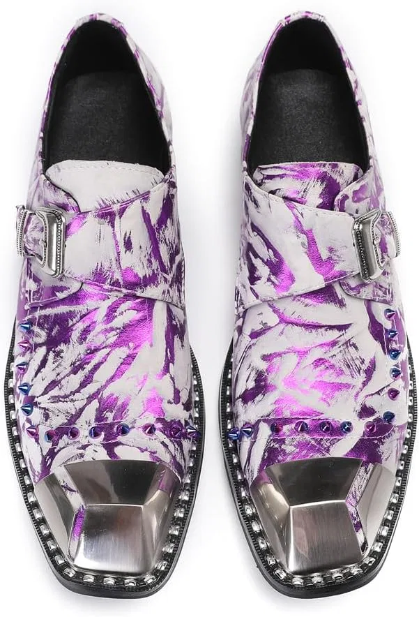 Лоферы мужские, кожаные, Dress Shoes, Purple — фото 2