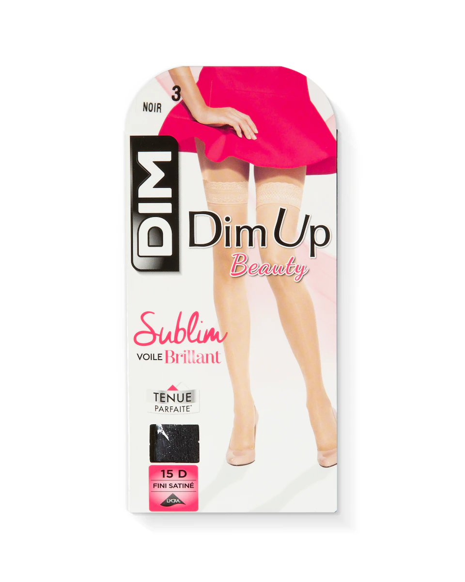 

Прозрачные чулки Sublim 15 денье с кружевной подвязкой Dim, чёрный