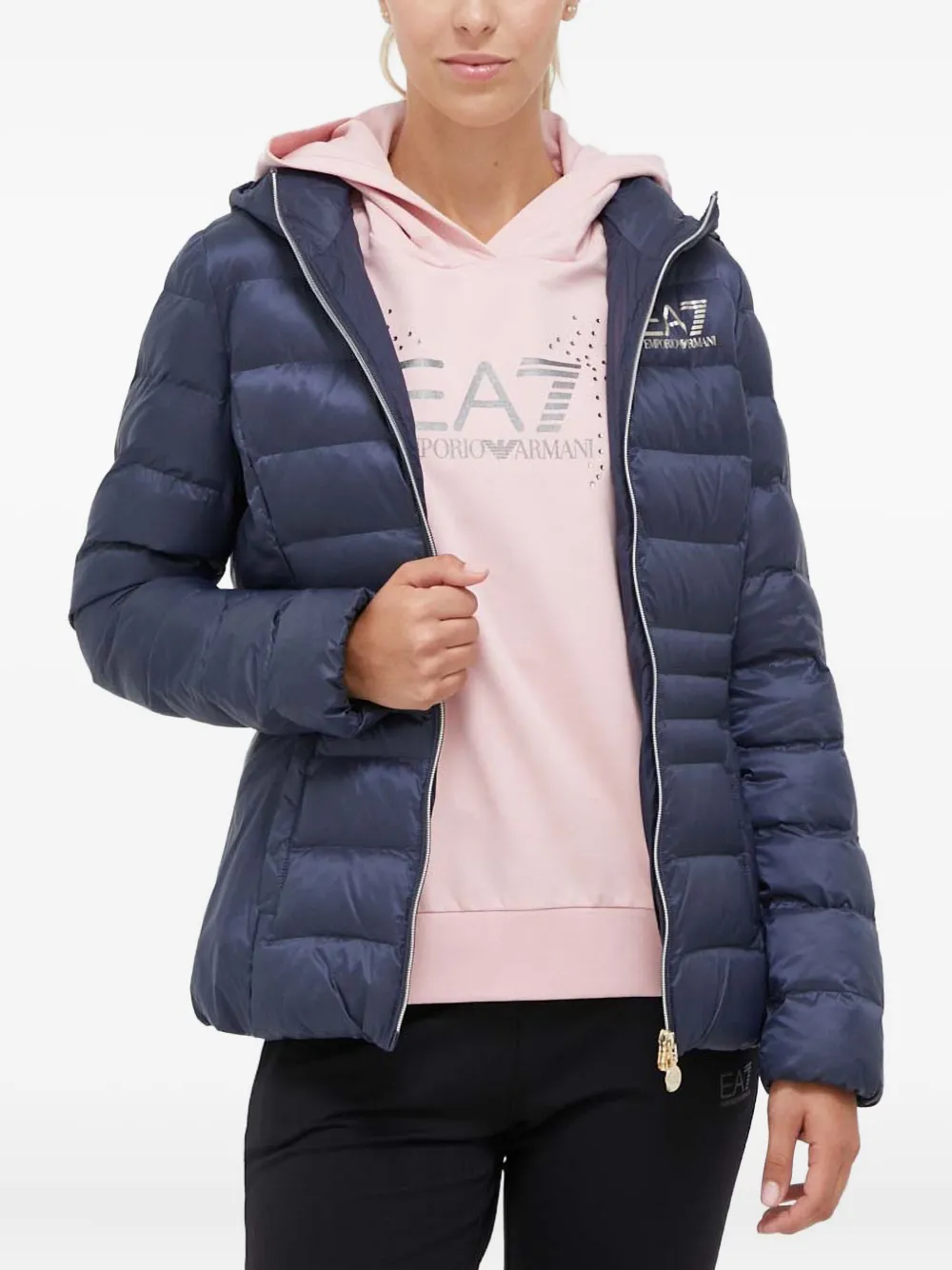 

Куртка с капюшоном и логотипом Ea7 Emporio Armani, синий