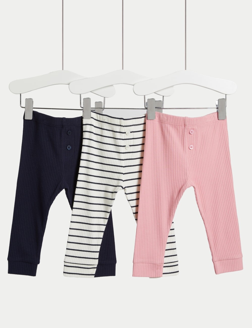 

3 пары хлопковых леггинсов Marks & Spencer, розовый