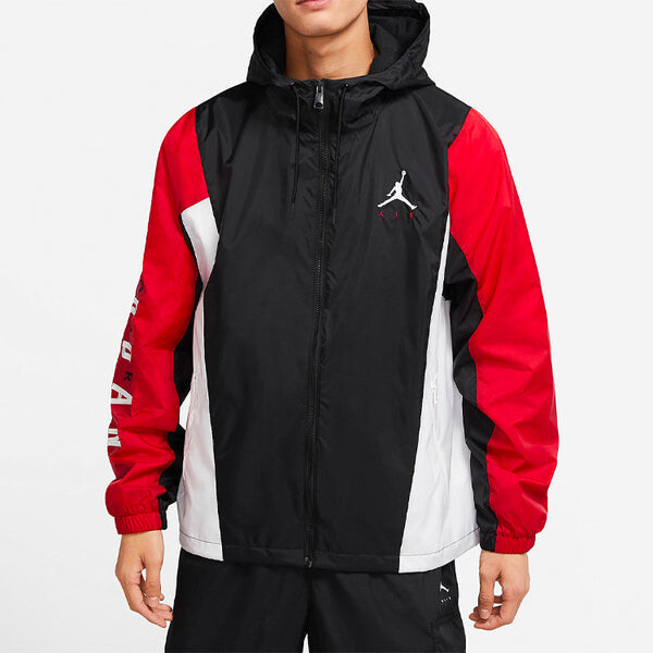 Куртка Men's Air Jordan Windproof Casual Sports Colorblock Hooded Training Logo Woven Jacket Autumn Black, мультиколор — фото 4