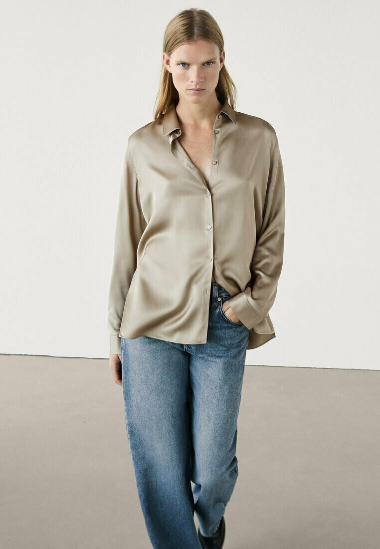 

Блузка на пуговицах LONG SLEEVES Massimo Dutti, бежевый