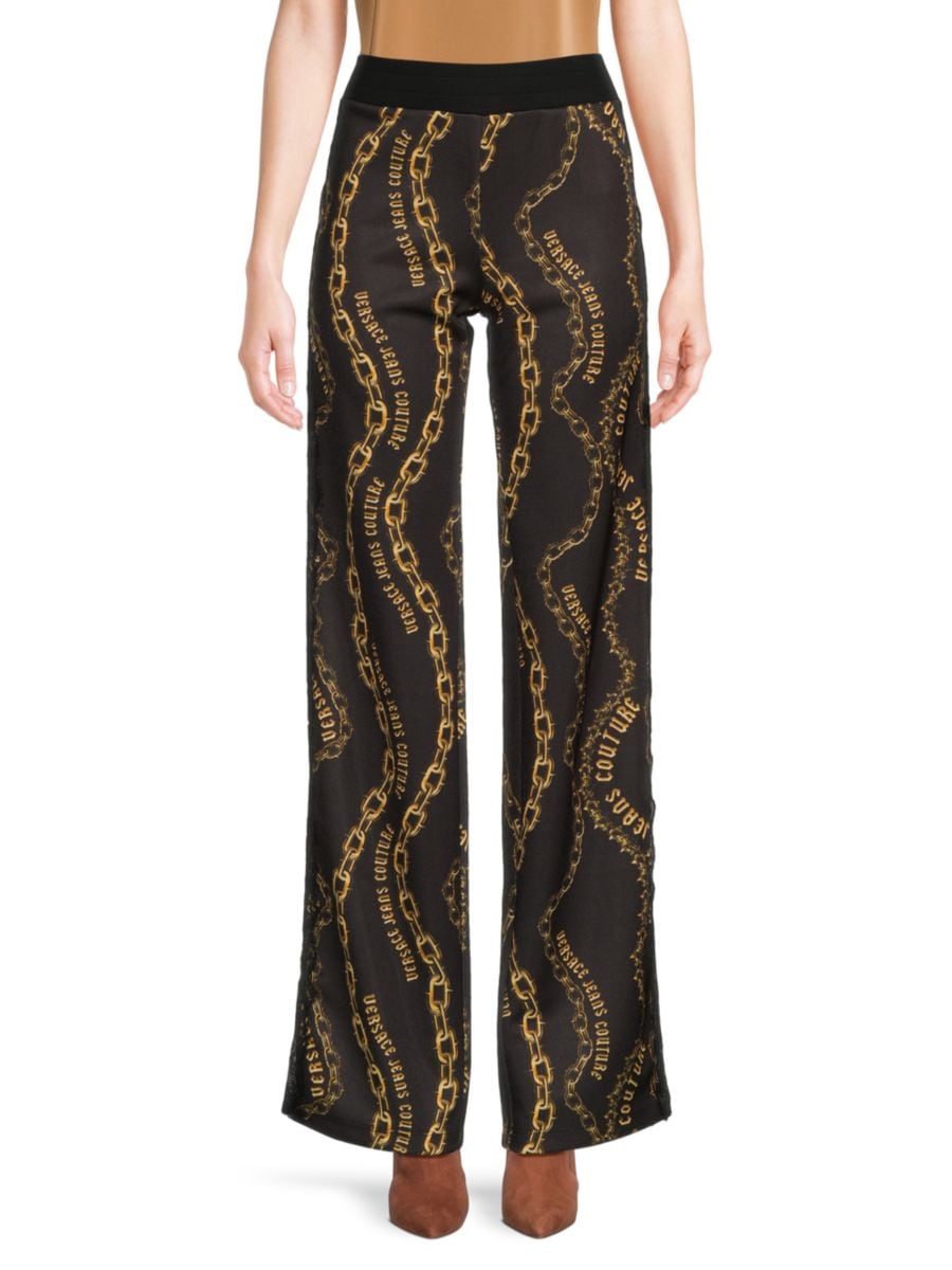 

Широкие брюки с логотипом Chain Versace Jeans Couture, цвет Black Gold