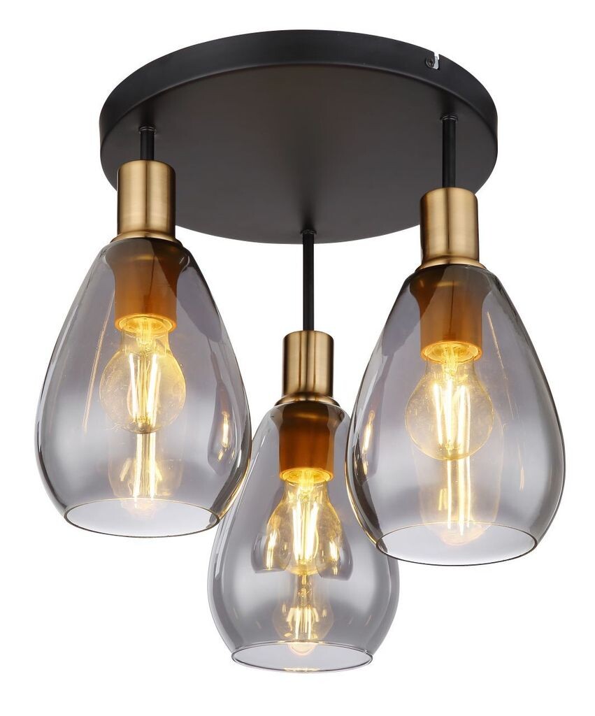 

Потолочный светильник Globo Lighting металл черный матовый, латунь металл матовая, стекло дымчатое, ø: 380 мм, В: 380 мм, без 3x E27 40 Вт 230 В