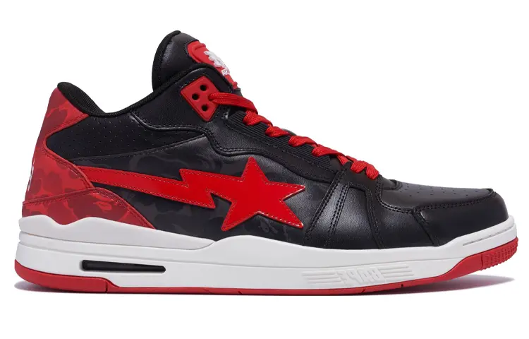

Кроссовки A BATHING APE Clutch Sta Lifestyle Shoes Men Mid-top Black/Red, черный/красный
