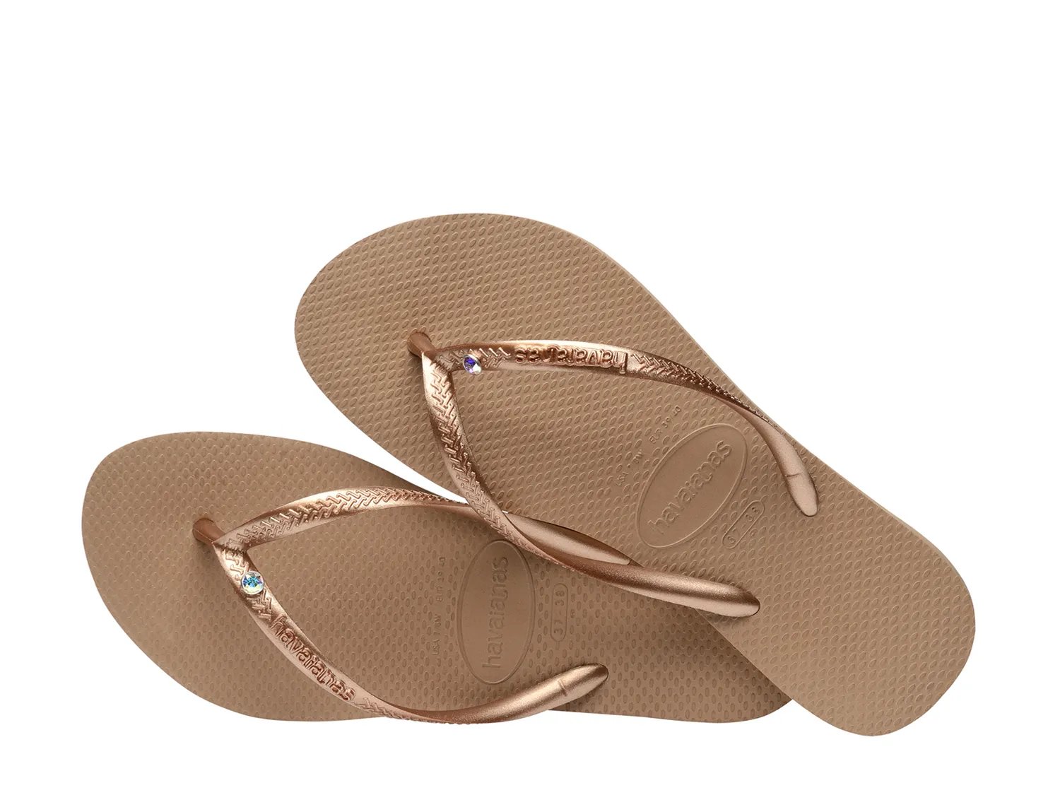 Сандалии Havaianas Slim Crystal Flip Flop - Women's, Rose Gold Metallic — фото 3