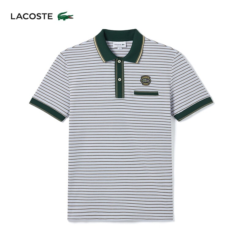 

Футболка-поло Lacoste в полоску, синий/зеленый