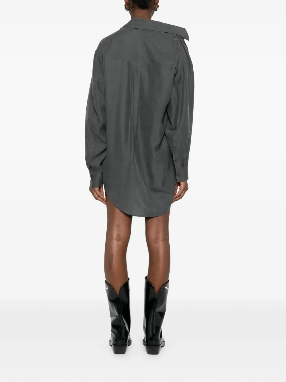 Платье-рубашка с открытыми плечами, заранее стилизованное Alexander Wang, серый — фото 4