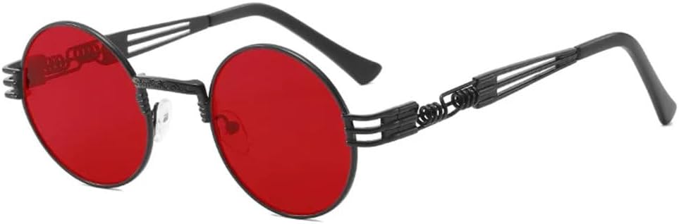 

Солнцезащитные очки MUTYNE для мужчин и женщин в стиле стимпанк, металлические, винтажные, в круглой оправе, для путешествий, уличной моды, с защитой от УФ-излучения UV400, Black Red