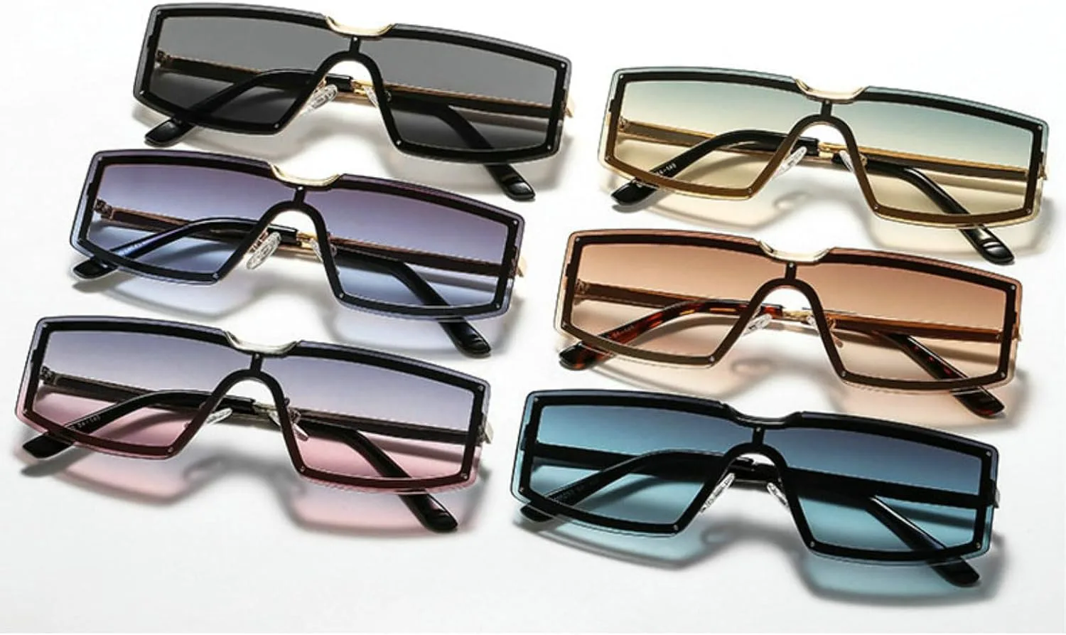 

Солнцезащитные очки COTIA без оправы, квадратной формы, для женщин и мужчин, модные, с плоской верхней частью, прямоугольные, цельные, в стиле панк, ретро, Green Tea