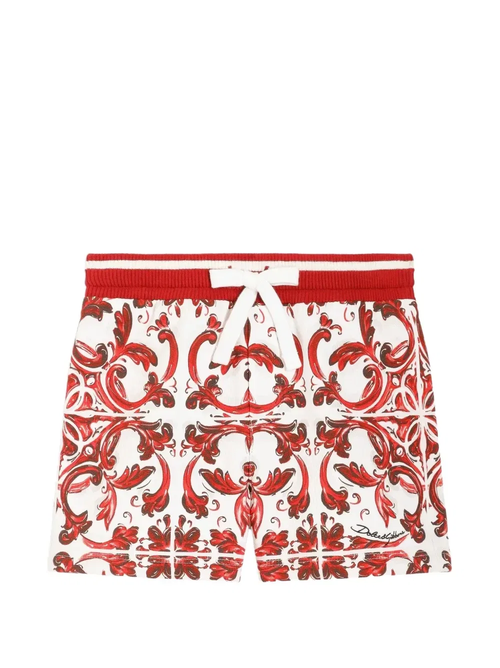 Флисовые шорты-бермуды с майоликовым принтом Dolce & Gabbana Kids, белый
