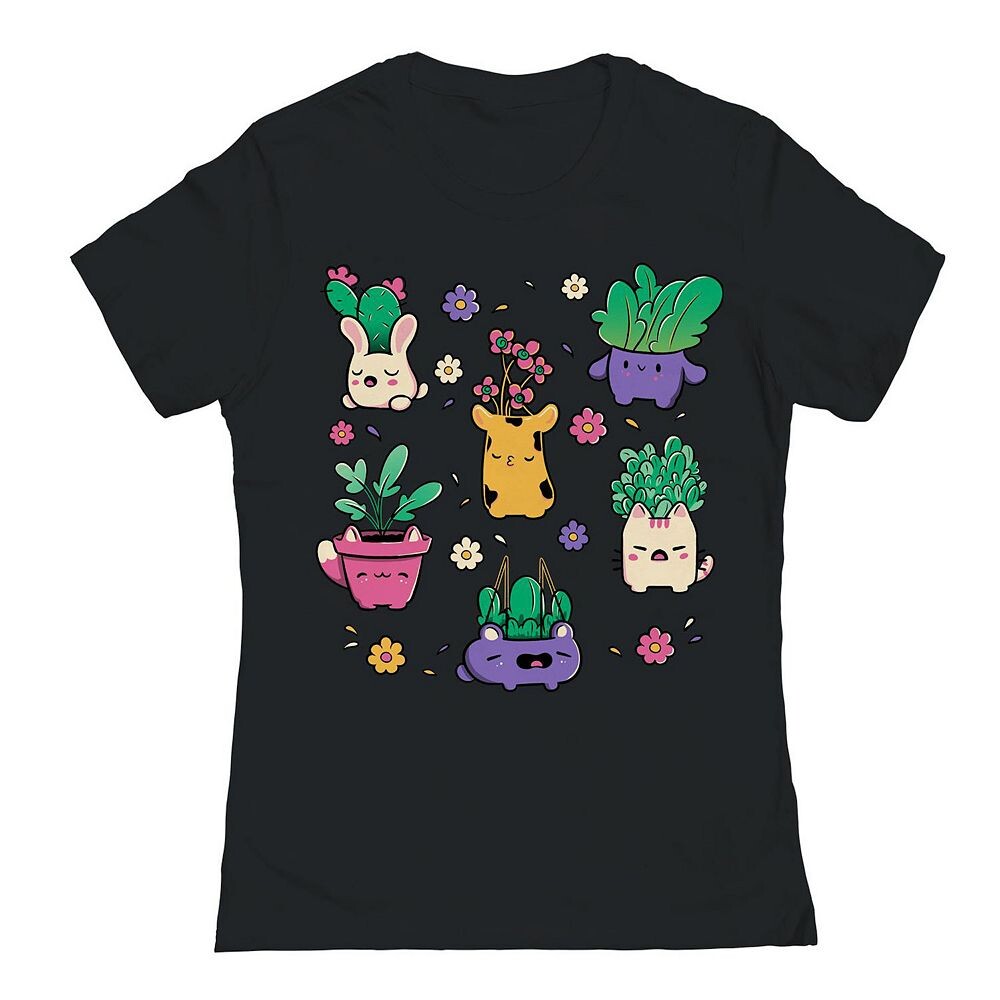

Футболка Junior's Happy Plants с рисунком Kawaii COLAB89 by Threadless, черный