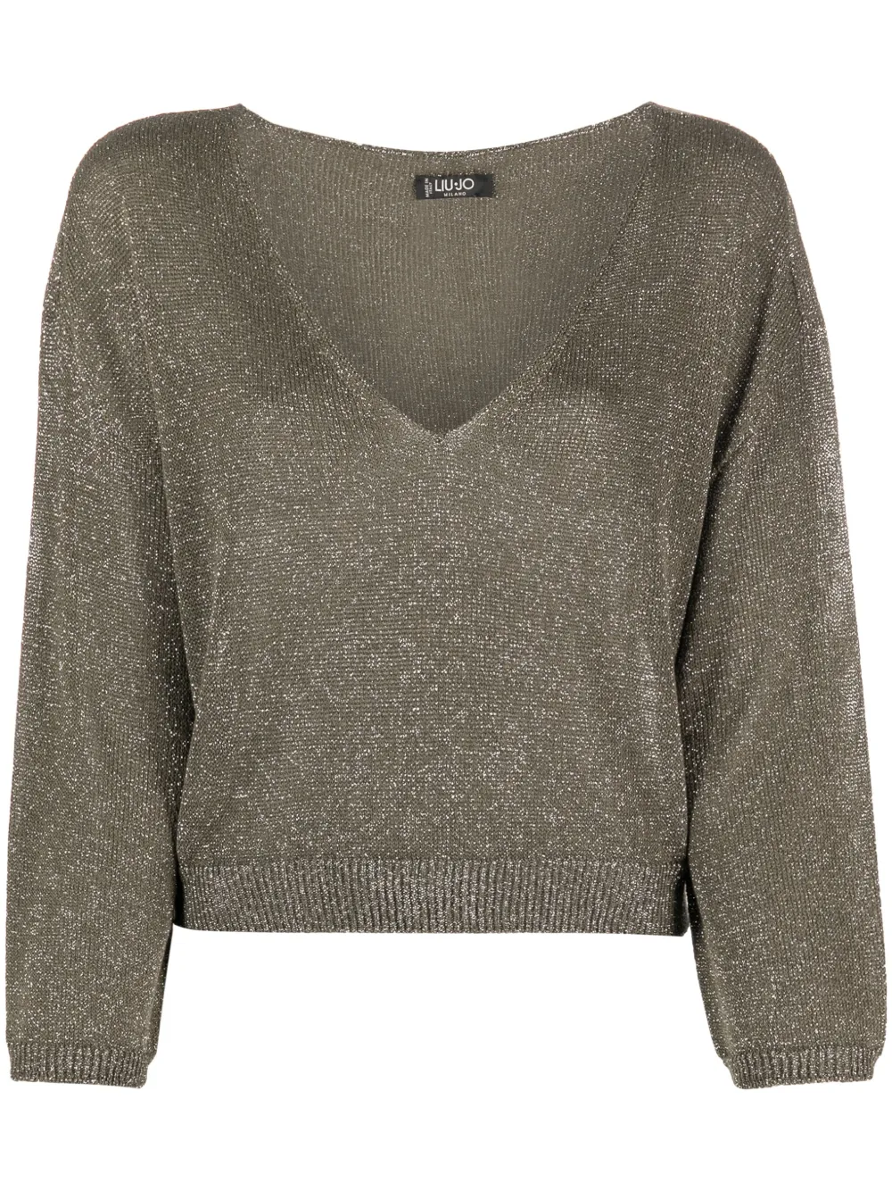 

Топ с V-образным вырезом и эффектом металлик Liu Jo, зеленый