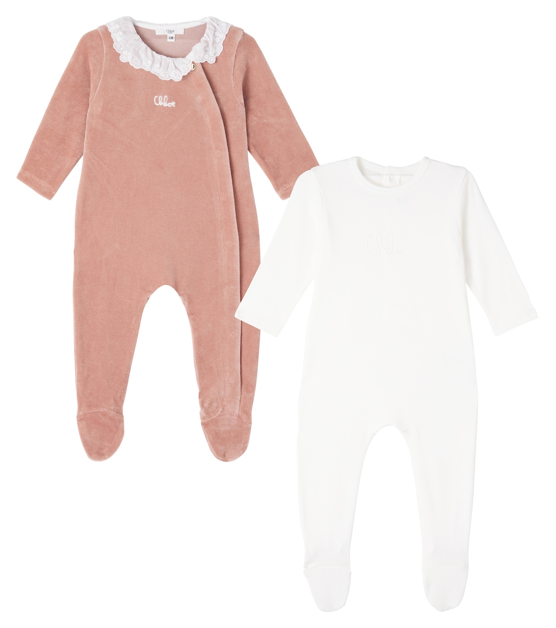

Детский комплект из 2 хлопковых комбинезонов Chloé Kids, Blanc Beige