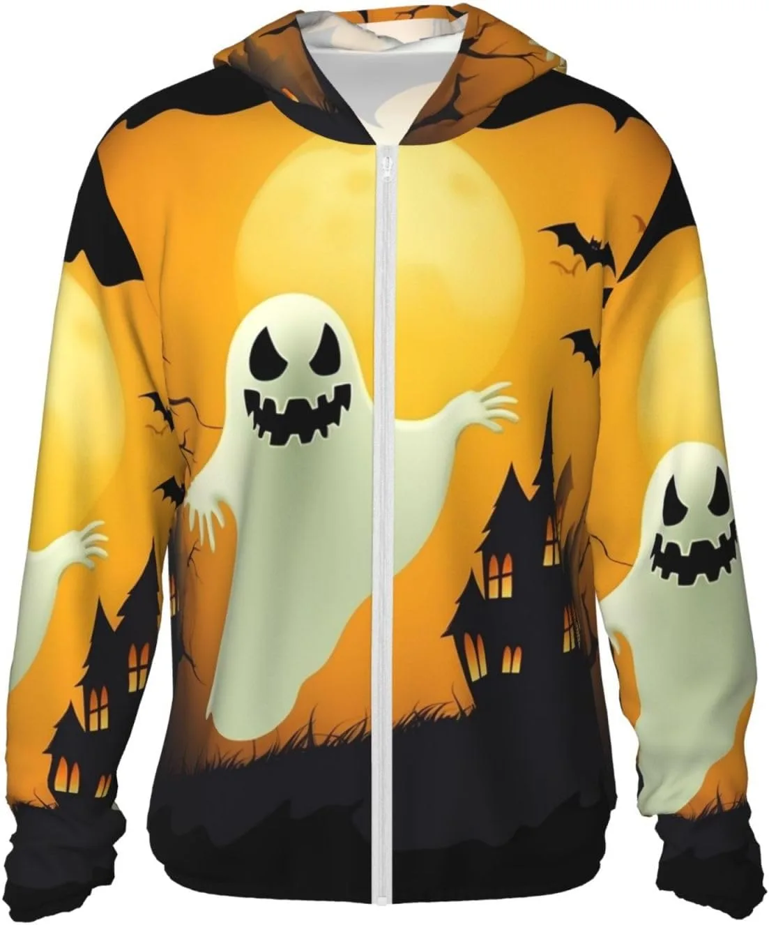 

Толстовка с капюшоном Ghost для защиты от солнца, Full Zip, UPF 50+, с карманом HJBNW