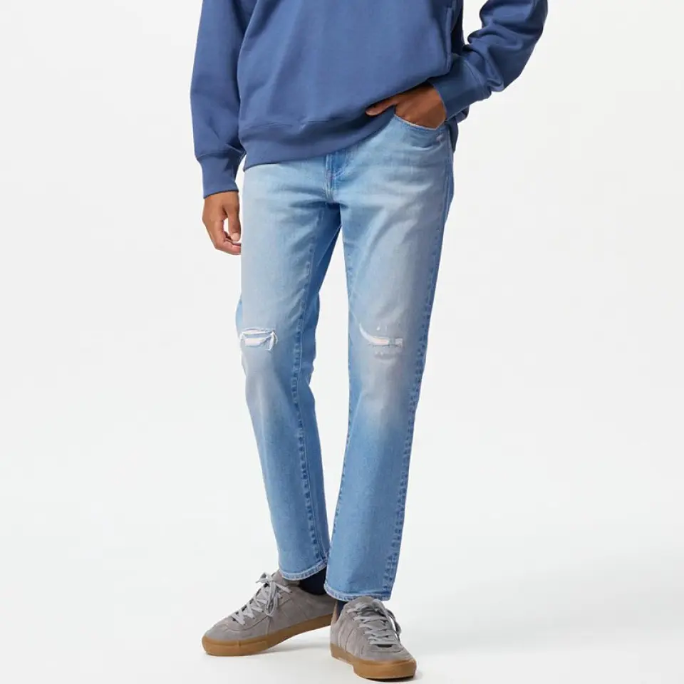 UNIQLO Джинсы мужские розово-голубые — фото 4