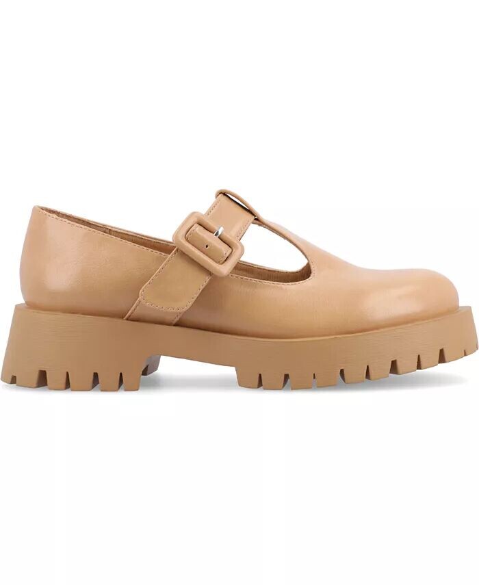 Женские туфли-лодочки Suvi Treaded Sole Mary Jane Flats Journee Collection, коричневый/бежевый — фото 2