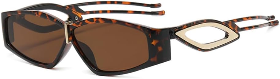 

Винтажные солнцезащитные очки для женщин, металлические многоугольные солнцезащитные очки для мужчин, ретро, ​​панк, хип-хоп, маленькие очки, защита от УФ-излучения UV400 LANGSER, Leopard