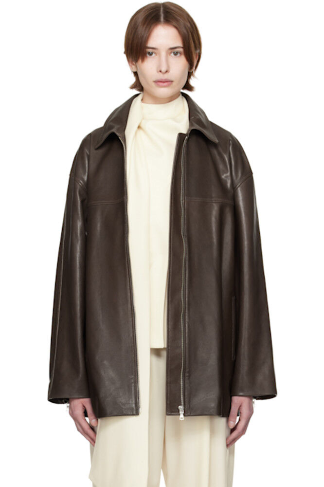 

Коричневая кожаная куртка Layne Sleek Nour Hammour